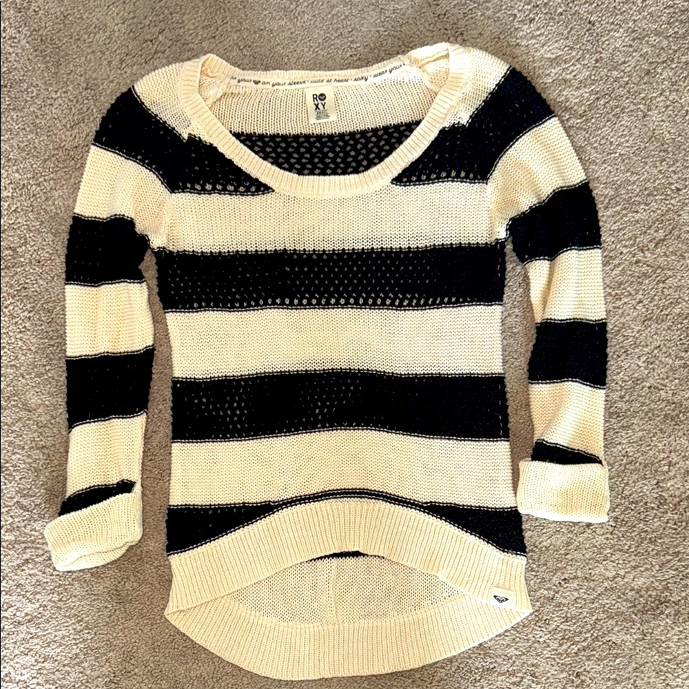 Roxy Classic Black and Cream Knit Sweater